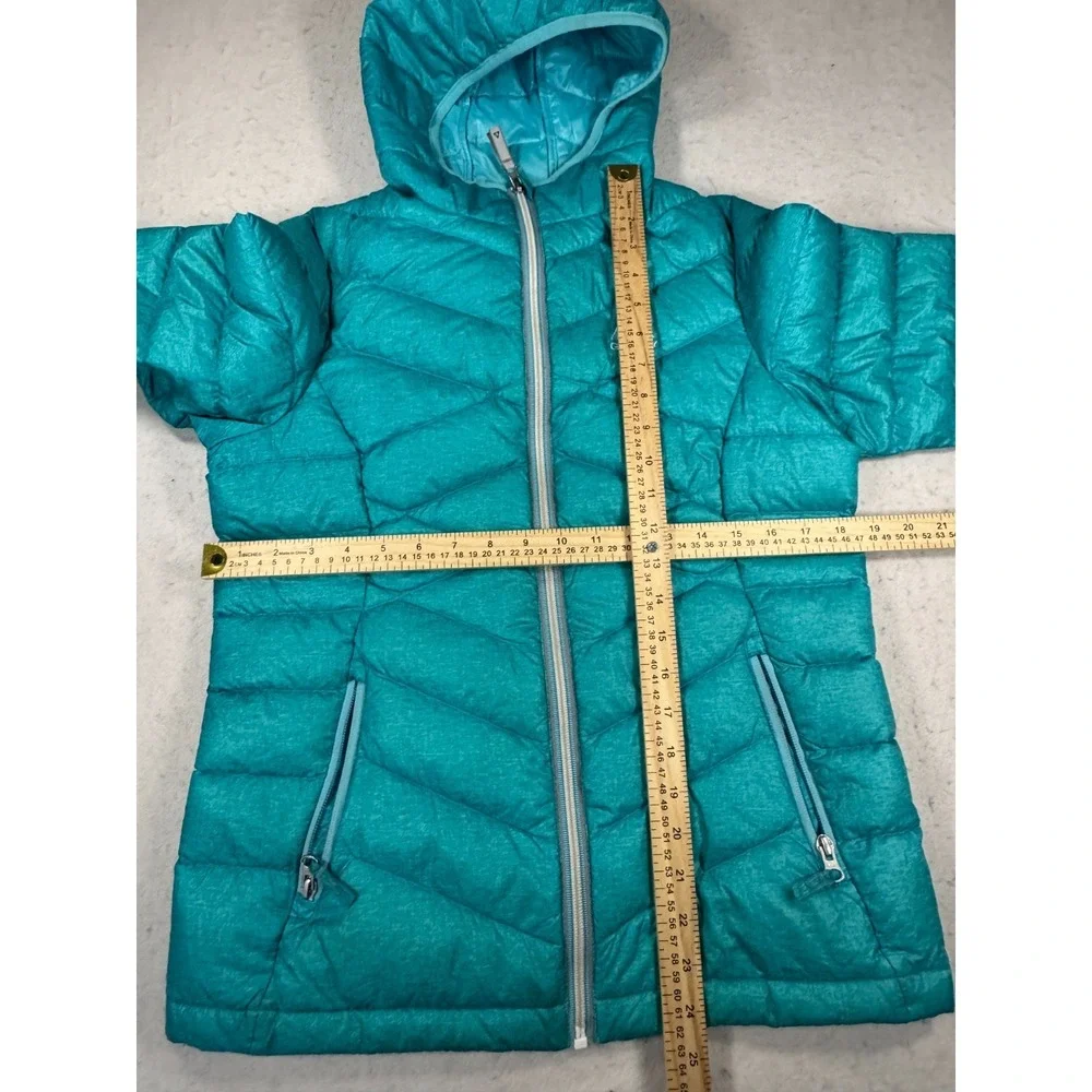 Gerry Puffer Jacket Girls L(14/16) Teal Fill Power 650 Insulated Hooded Outdoor